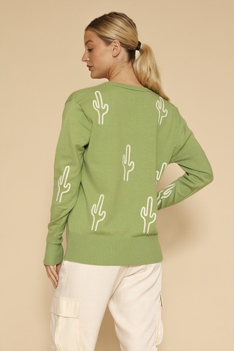Miss Sparkling Cactus knit button front cardigan
