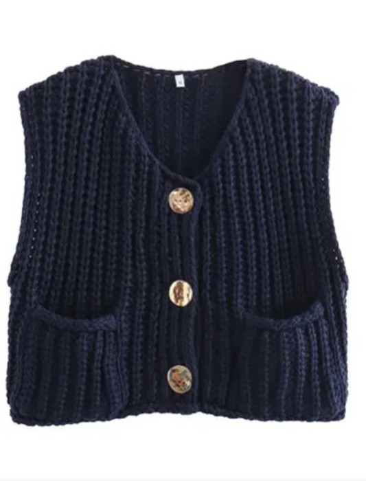 Knit button up vest