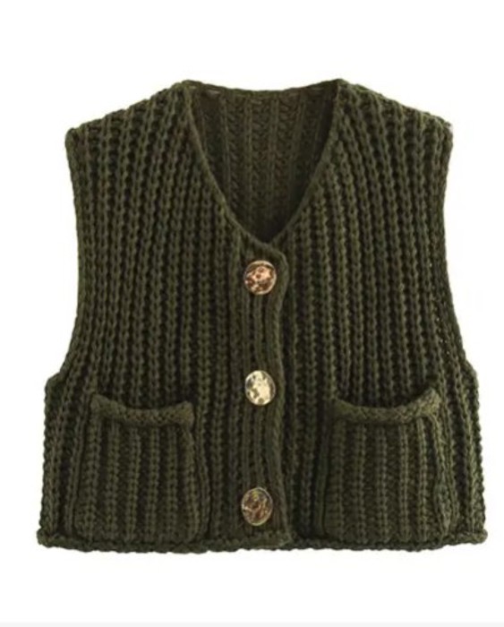 Knit button up vest