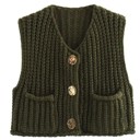 Small Olive Knit button up vest