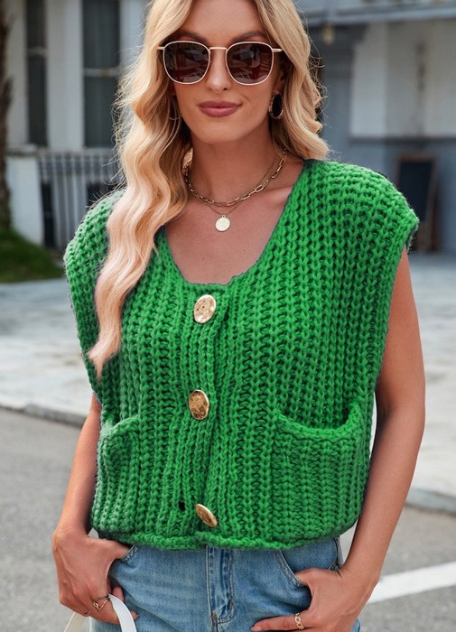 Knit button up vest