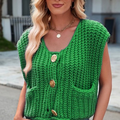Knit button up vest