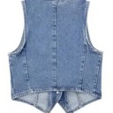  Cropped button front denim vest