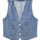  Cropped button front denim vest