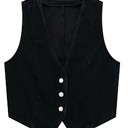  Cropped button front denim vest