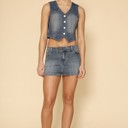  Miss Sparkling Cropped Denim Vest
