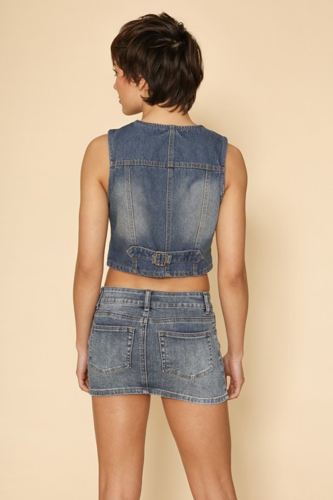 Miss Sparkling Cropped Denim Vest