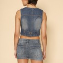  Miss Sparkling Cropped Denim Vest