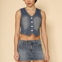  Miss Sparkling Cropped Denim Vest
