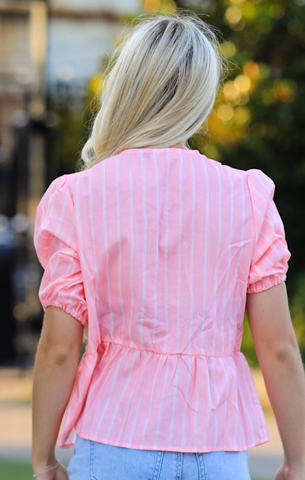 Miss Sparkling Stripe Tie Front Blouse