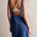  Denim scoop neck overall dress