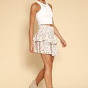  Miss Sparkling Floral Smocked Ruffle Mini Skirt