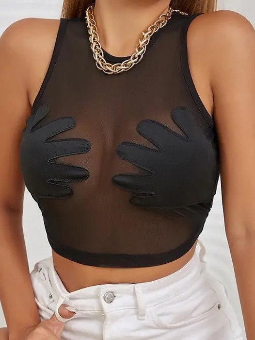Miss Sparkling Mesh Crop Top