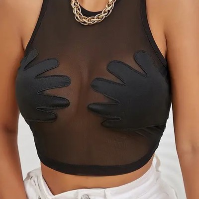 Miss Sparkling Mesh Crop Top