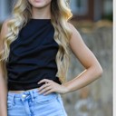 Small Black Satin Sleeveless Backless Top