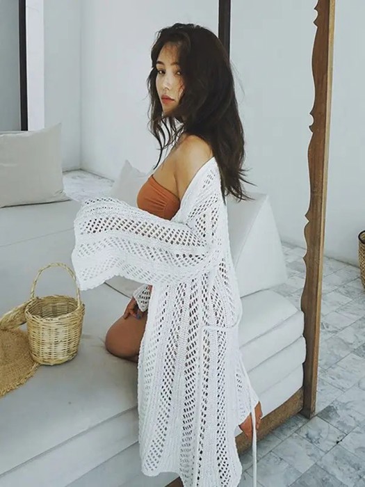 Miss Sparkling Open Knit Cover Up Robe