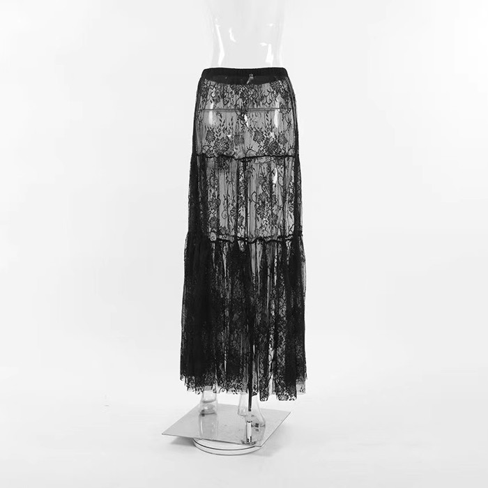 Miss Sparkling Floral Lace Maxi Skirt