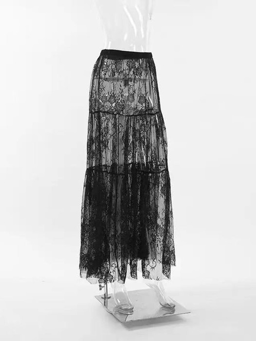 Miss Sparkling Floral Lace Maxi Skirt