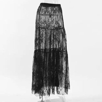 Miss Sparkling Floral Lace Maxi Skirt