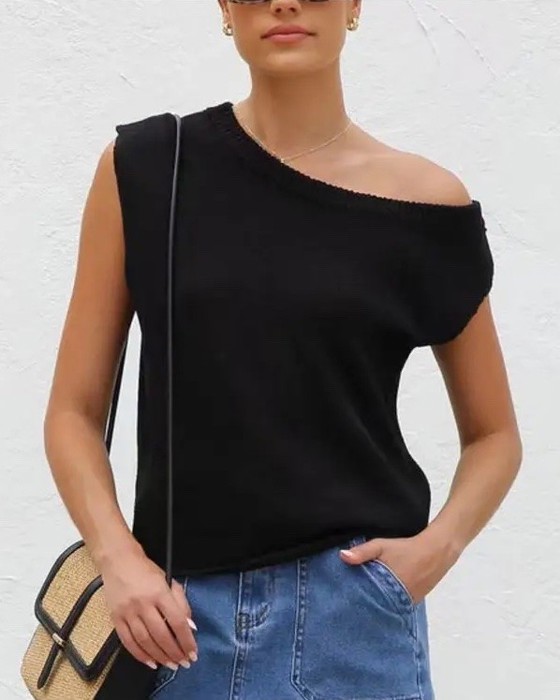 Miss Sparkling Off Shoulder Knit Top