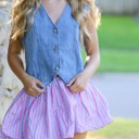  Miss Sparkling Striped Bubble Mini Skirt