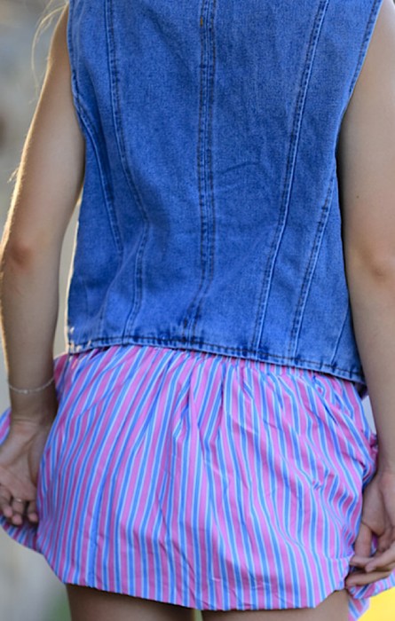 Miss Sparkling Striped Bubble Mini Skirt