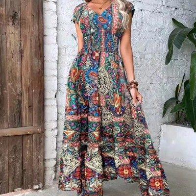 Paisley Smocked Midi