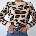  Leopard Print Pullover Sweater