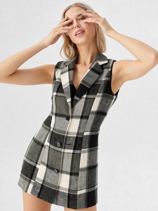 Plaid Sleeveless Vest
