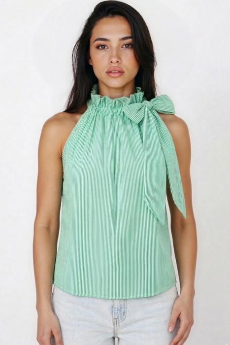 Miss Sparkling Striped Halter Top