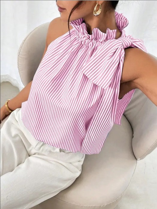 Miss Sparkling Striped Halter Top