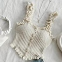  Miss Sparkling Knit Ruffled Strap Crop Top
