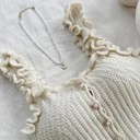  Miss Sparkling Knit Ruffled Strap Crop Top