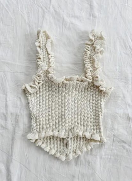 Miss Sparkling Knit Ruffled Strap Crop Top