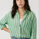  Miss Sparkling Oversized Striped Button-Up Shirt