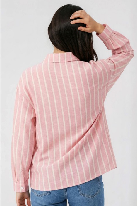 Miss Sparkling Oversized Striped Button-Up Shirt