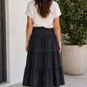  Miss Sparkling High-Waist Tiered Denim Maxi Skirt