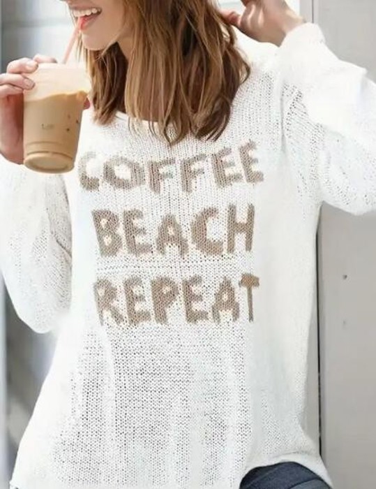 Miss Sparkling "Coffee Beach Repeat" Graphic Sweater