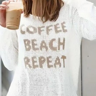 Miss Sparkling "Coffee Beach Repeat" Graphic Sweater