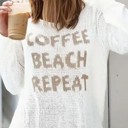  Miss Sparkling "Coffee Beach Repeat" Graphic Sweater