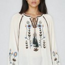 White Small Miss Sparkling Bohemian Embroidered Floral  Blouse