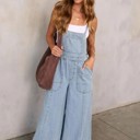  Miss Sparkling Wide Leg Denim Overalls