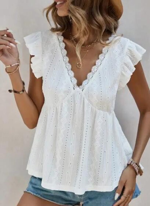 Miss Sparkling Ruffled Peplum Blouse 