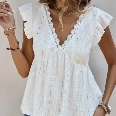 Miss Sparkling Ruffled Peplum Blouse 