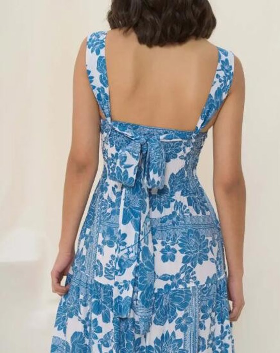 Miss Sparkling Floral Print Cross-Back Maxi Dress