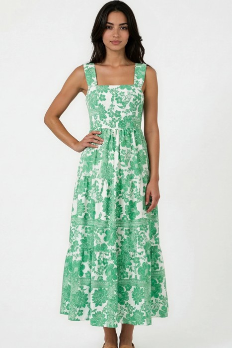 Miss Sparkling Floral Print Cross-Back Maxi Dress