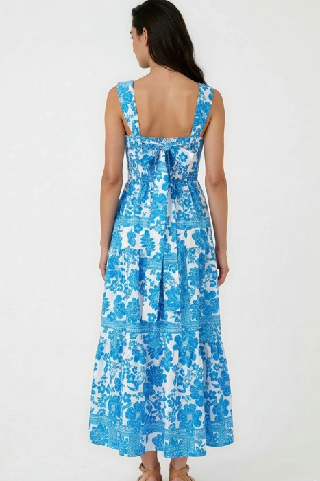 Miss Sparkling Floral Print Cross-Back Maxi Dress
