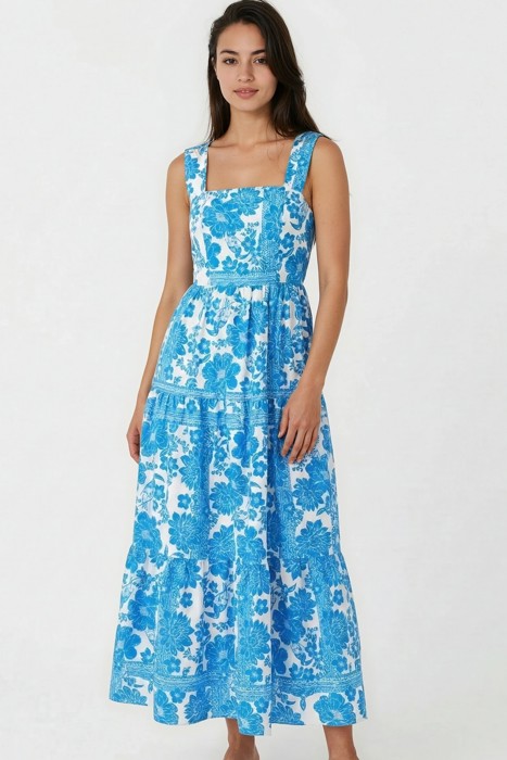 Miss Sparkling Floral Print Cross-Back Maxi Dress