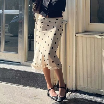 Miss Sparkling Polka Dot Ruffle Midi Skirt