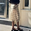  Miss Sparkling Polka Dot Ruffle Midi Skirt